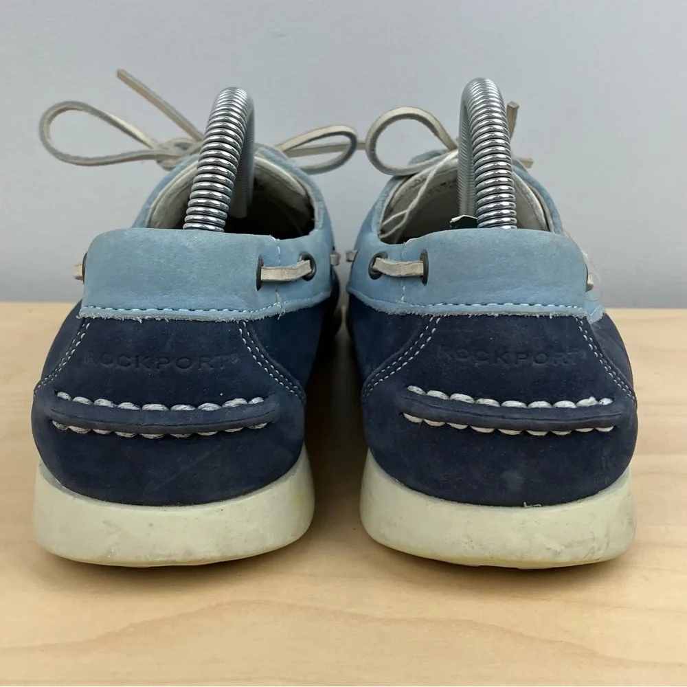 Rockport Men’s Size 8.0 M Classic 2 Eye Leather Boat Shoes Blue Navy White